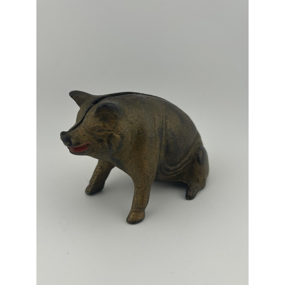 Vintage Cast Iron Pig Piggy Bank